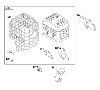 Exhaust Group Diagram and Parts List for 25T232-0104-F1 200000 - 399999 Briggs and Stratton Engine